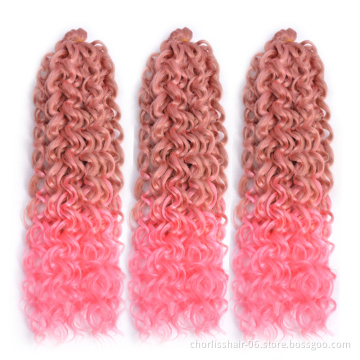 24 Inch 125g Hawaii Curl Hairstyle Crochet Hair Bundles Natural Ocean Wave Goddess Locs Synthetic Braiding Hair Extensions Girls